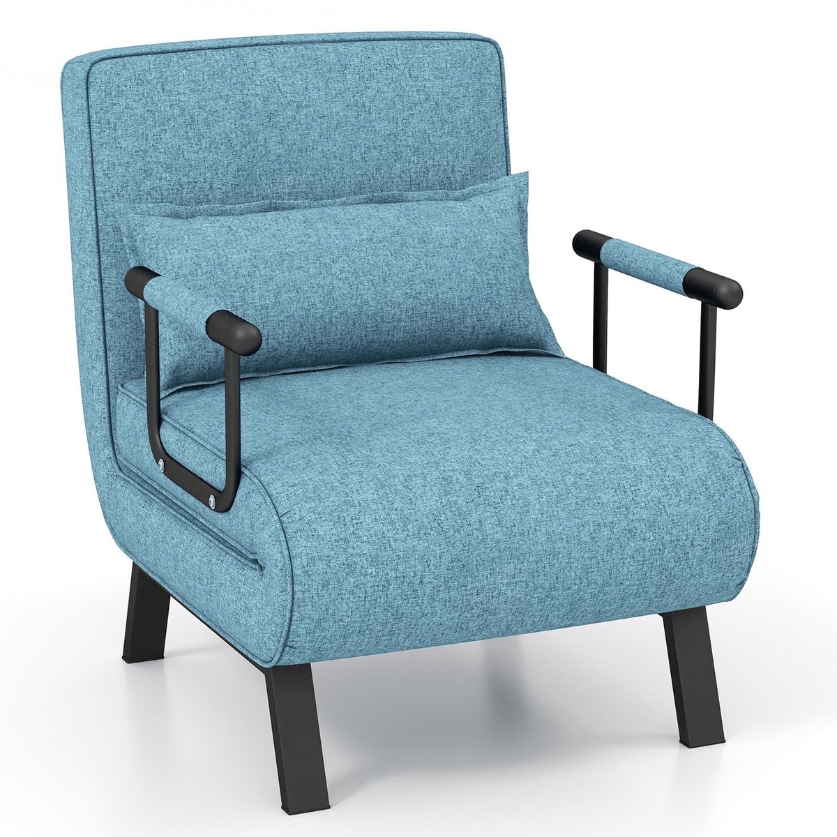 Slaapstoel - Uitklapbaar - Slaapbank - Logeerbed - Zetelbed - Slaapfauteuil - Vouwbed - 1 persoons - Zeer comfortabel - Turquoise
