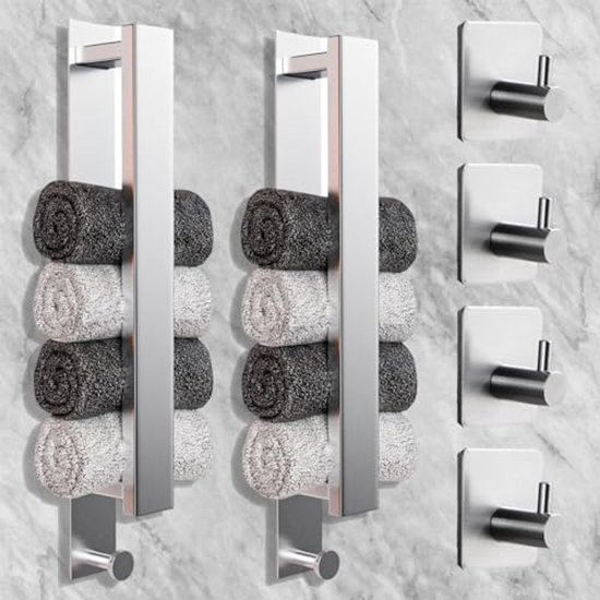 Handdoekhouder zonder boren, handdoekring van roestvrij staal voor aan de muur in de