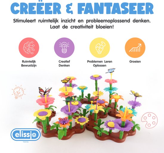 Elissio® - Bloemen Bouwset 144-delig - Montessori Kinderspeelgoed vanaf 3 Jaar - Creatief Speelgoed - Educatief Speelgoed - Voor Meisjes en Jongens - bloemenbouwset - Open ended speelgoed - Kleuter speelgoed van Merkloos — afbeelding 3