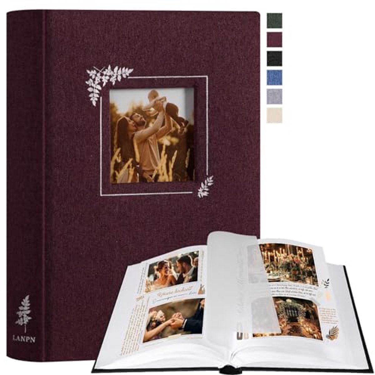 Fotoalbum om zelf in te vullen en te personaliseren, klein linnen fotoboek met 60 pagina's voor diverse fotoformaten