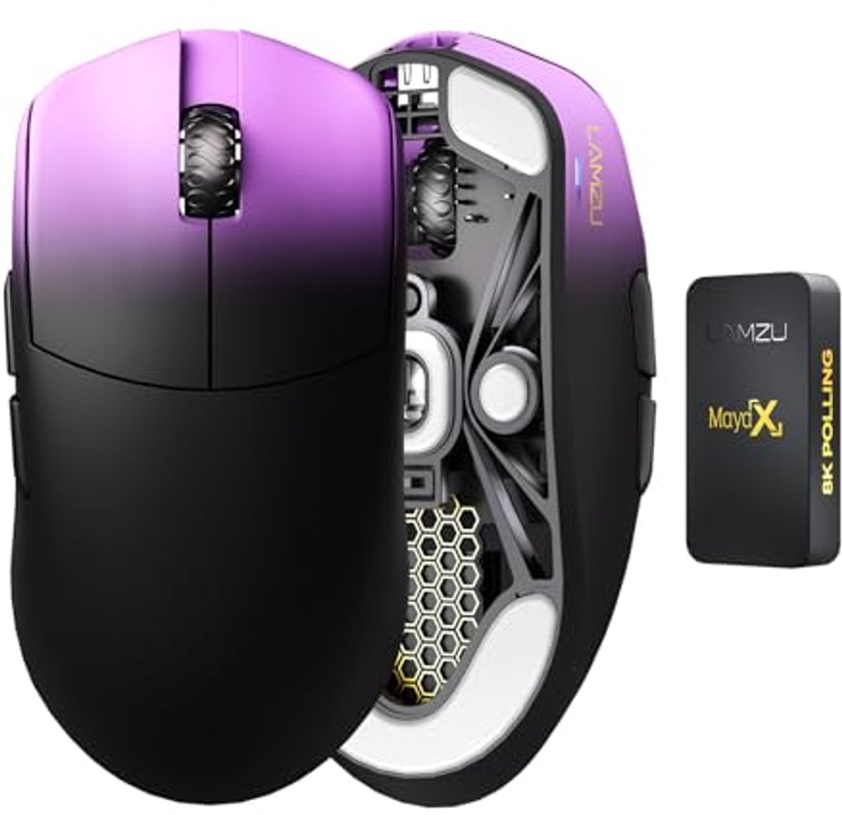 Draadloze gamingmuis 47 g - Ultra lichtgewicht, optische schakelaar, 30000 DPI, symmetrisch design