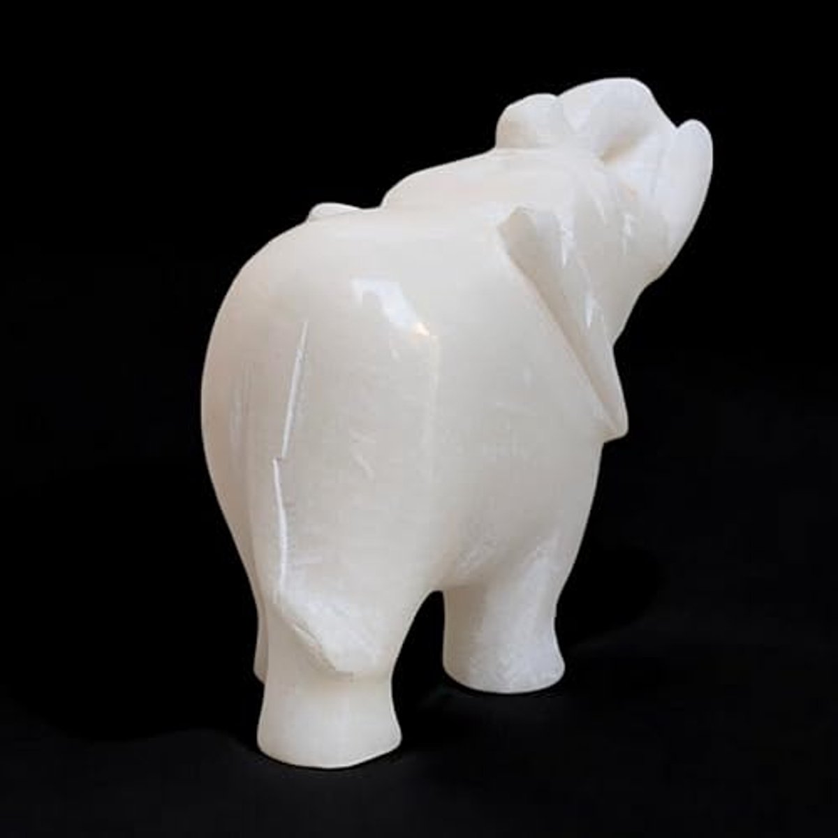 Wit Marmeren Olifant Standbeeld - Handgemaakt Schilderij voor Home Decor