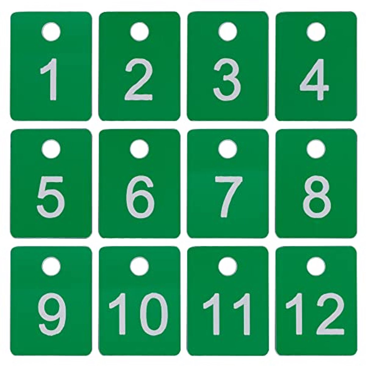 Genummerde etiketten 1-50 - Rechthoekig, ABS-kunststof, Groen