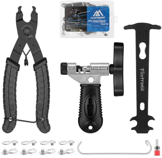 Etmury Outil de chaîne de vélo + pince à maillons + vérificateur de chaînes + 3 paires de maillons de chaîne de vélo, outil d'indicateur d'usure de la chaîne, ensemble de séparateur