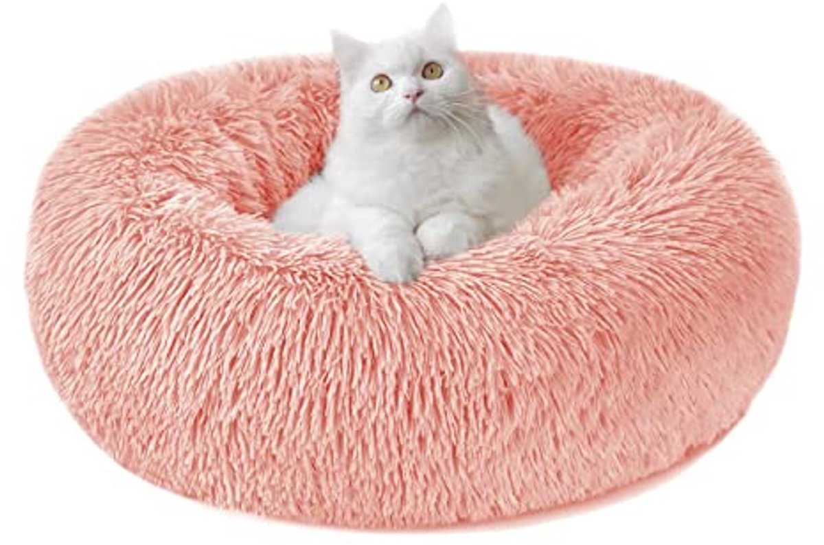 Fluffy Rond Dierenbed - Donut Kussen voor Honden en Katten, Wasbaar en Comfortabel in M/L/XL