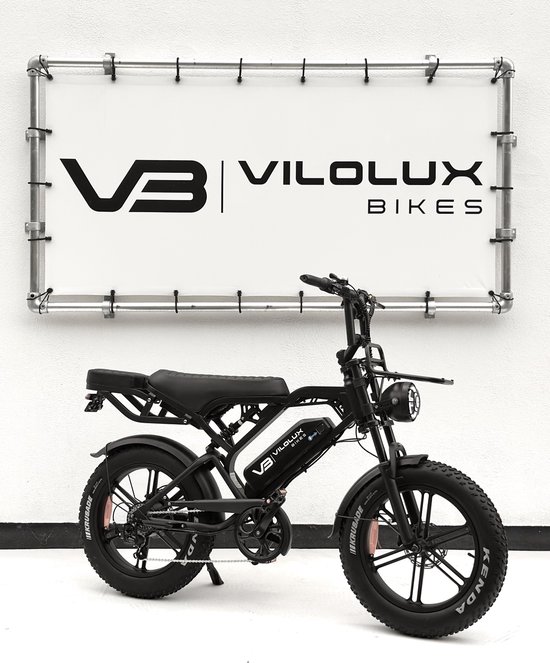 Elektrische fatbike Vilolux V20 PRO zwart 250W 720Wh accu 60 km actieradius hydraulische remmen legaal