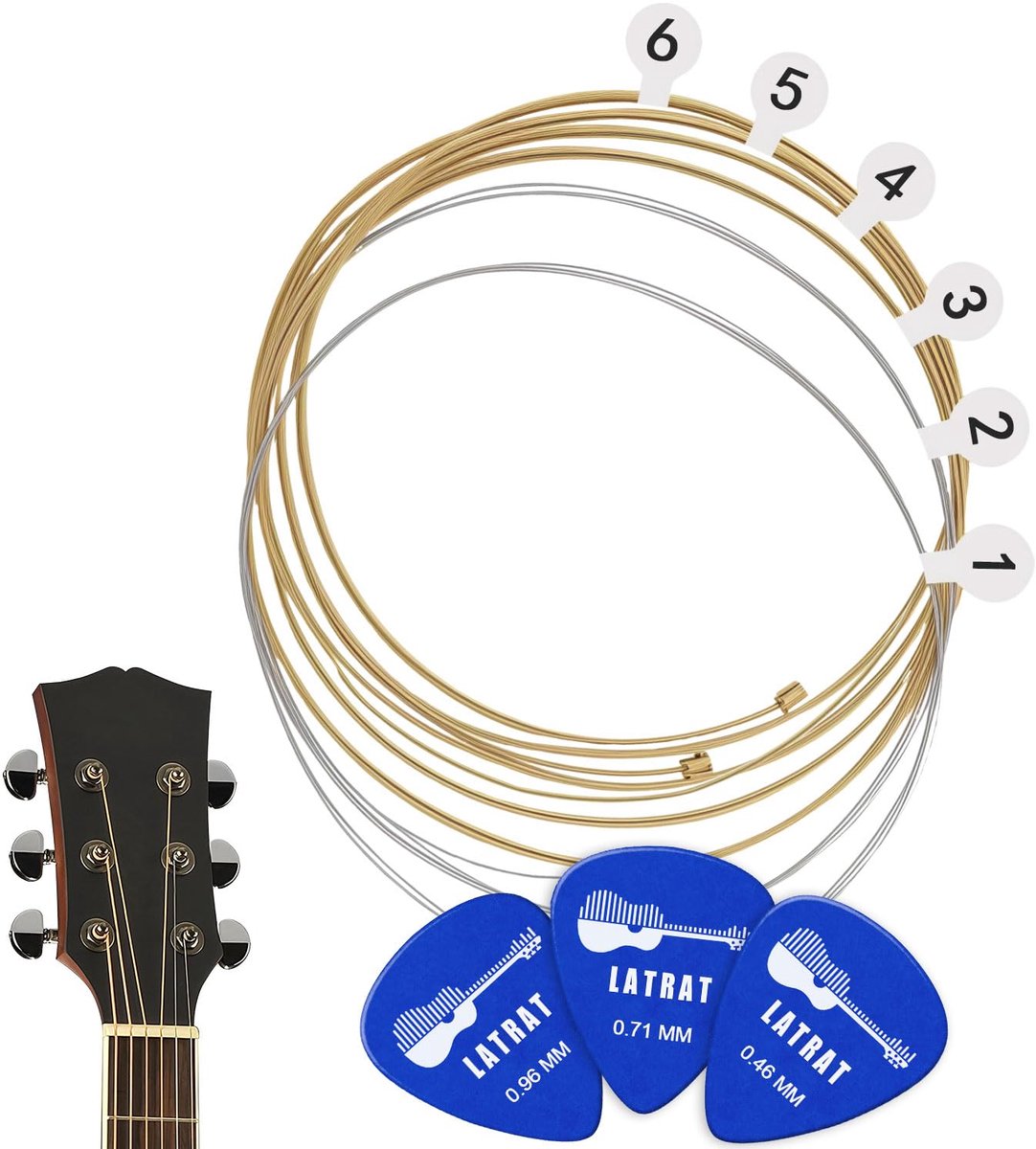 Folk Guitar Strings - Voor Folk & Acoustic Guitar - Cadeau 3 Picks