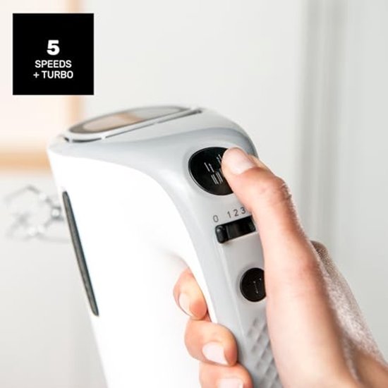 Gebakmixer 300 W met 5 snelheden en turbofunctie - Ideaal voor kneden en mixen — afbeelding 5