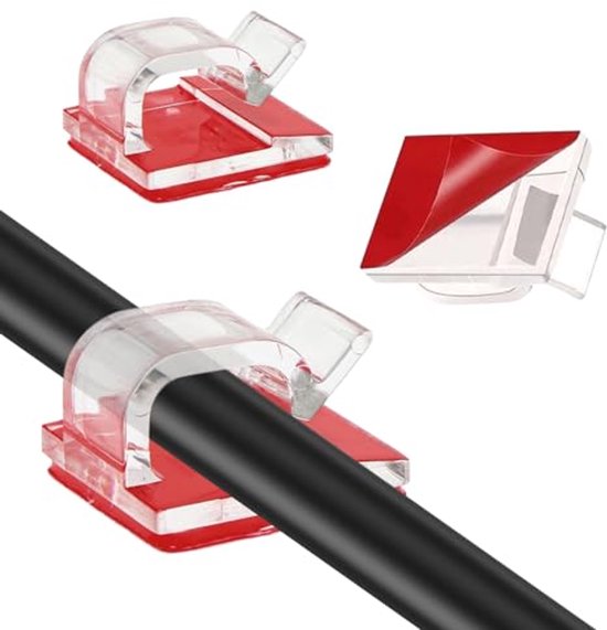 TidyHelper 45 stuks zelfklevende kabelclips, transparant (klein), verbeterde kabelkabel voor elektrische kabels, lichtclips, outdoor, Kerstmis, kabelhouder, wandkabelhouder, management