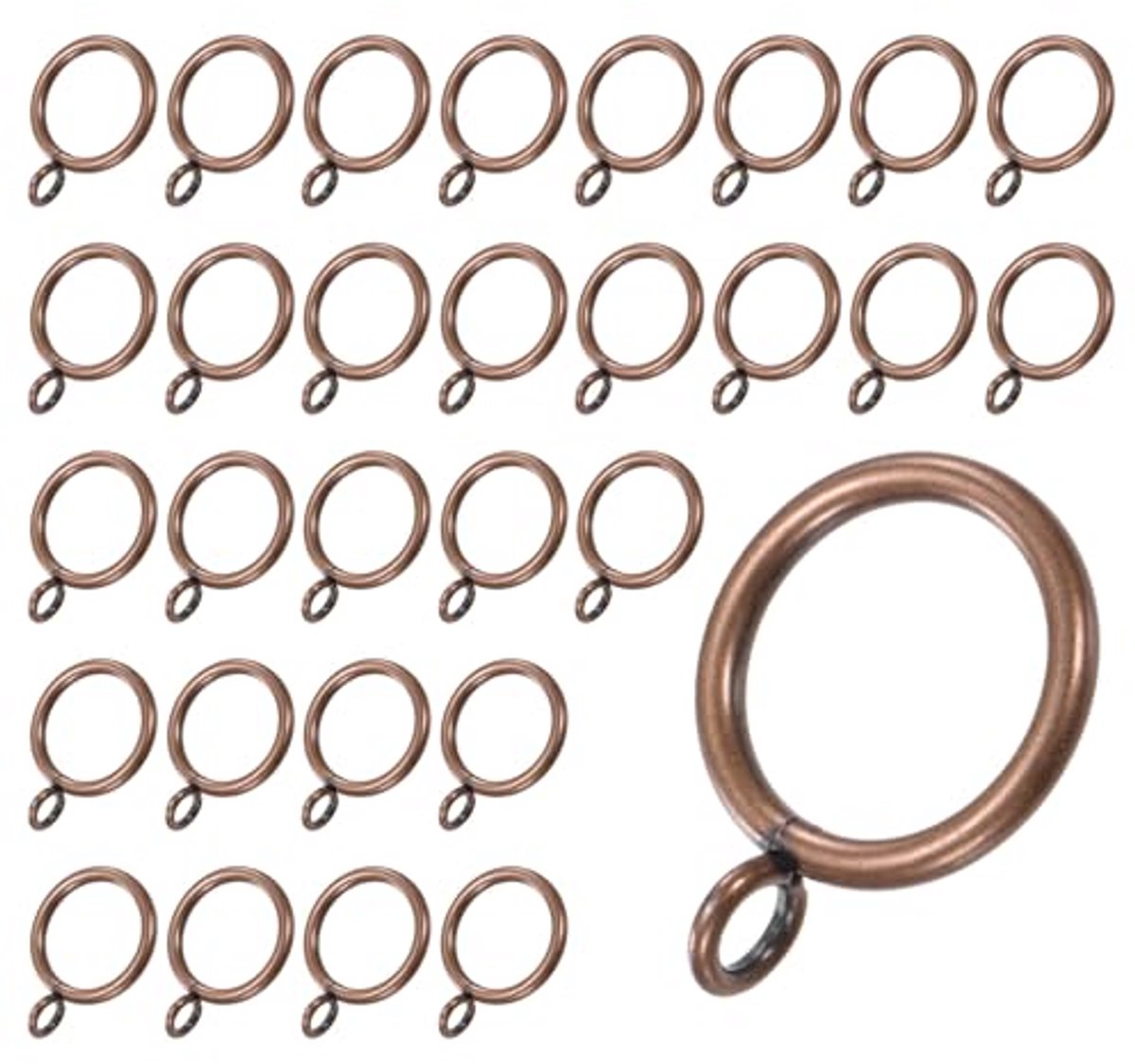 30 Stuks Roodbronzen Gordijnringen voor het Ophangen van Gordijnen - Roestvrij Metalen Ringen