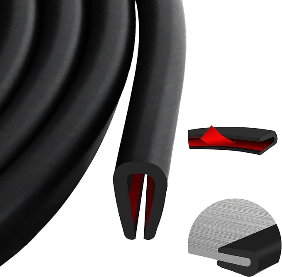 OIMG U-vormige rubberen afdichting - Rubberen profiel - Flexibel U-vormig rubberen profiel - Deurrandbeschermingsstrip - Opklikbaar rubber - Randbescherming - Deurplaatbescherming - Babyveiligheid - Tafelhoek (3 m - 2 mm)
