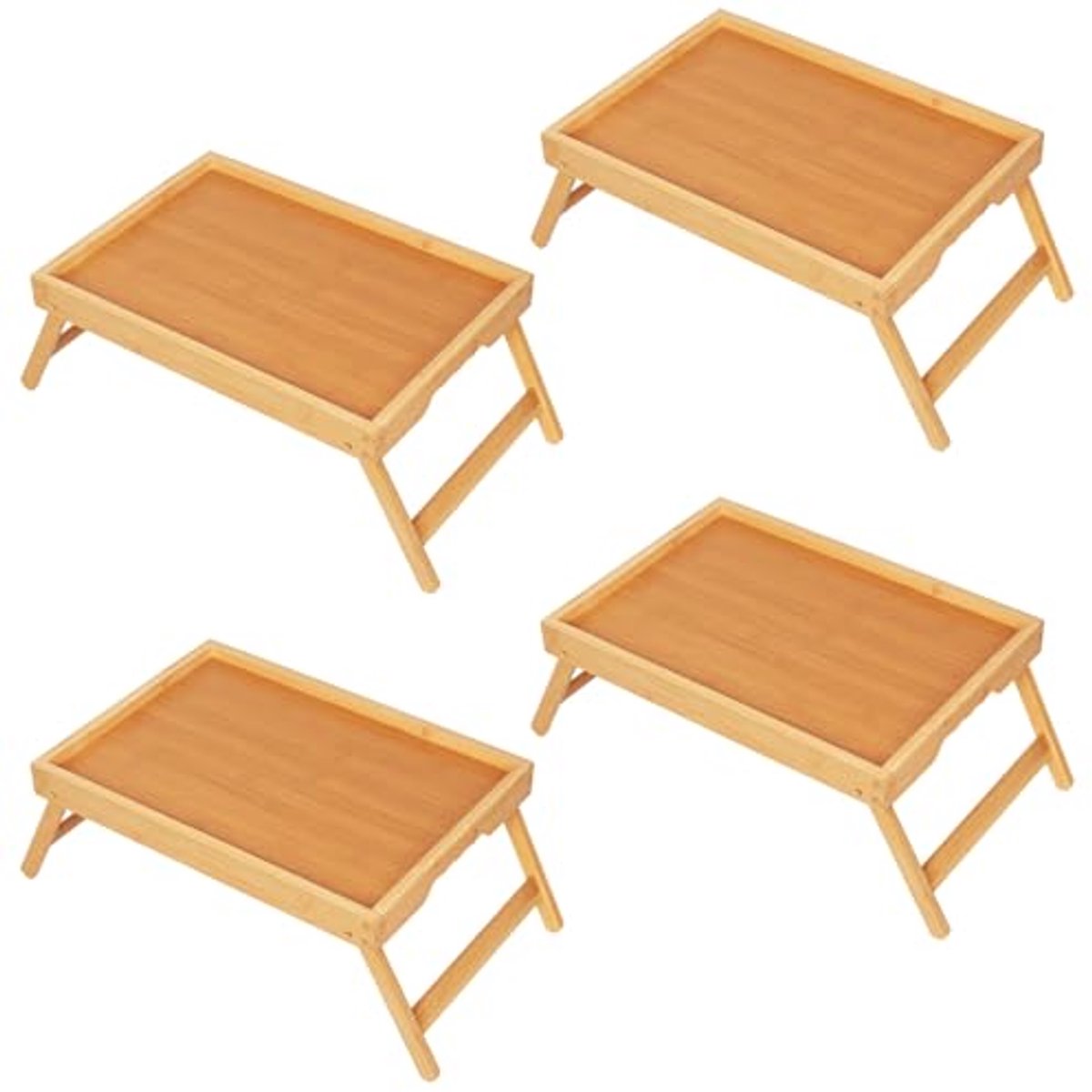Bedlade Tafel met Inklapbare Poten - Bamboe Ontbijt- en Snacklade