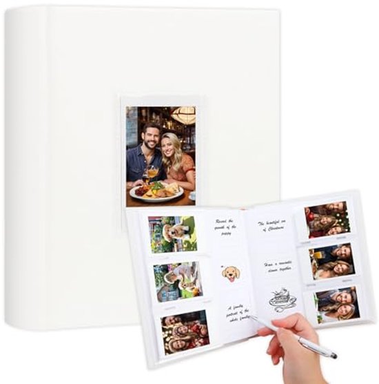 Album photo pour 180 photos - Compatible avec Fujifilm Instax Mini et Polaroid - Avec espace d'écriture - Wit