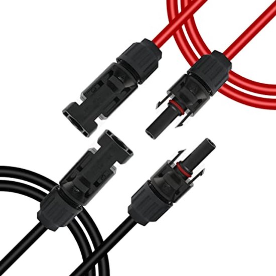 3 Meter solar kabel 6mm2 zwart Cca voorzien van QC4 connectoren (male female). - Cedel