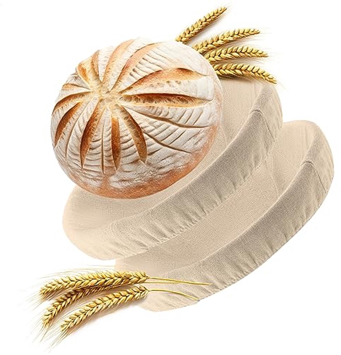Ronde Bakkerslinnen voor Brood - 2 Stuks Deegdoek met Elastische Tailleband