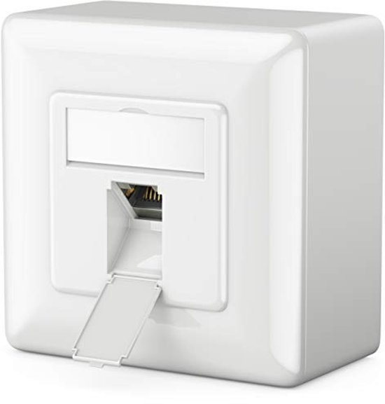 deleyCON 1x CAT6 Universele Netwerkdoos - 1x RJ45-Poort - Afgeschermd - Opbouw of Inbouw - 1 Gigabit Ethernet-Netwerk - EIA/TIA 568A&B - Wit