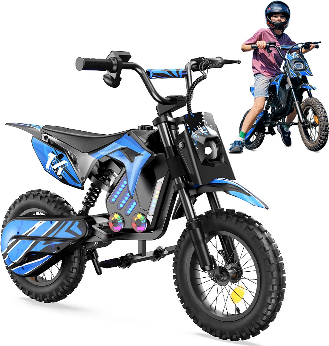 isscooter A14 Kinderen Elektrische Motorfiets - 500W - 17 km/u - 3 Snelheidsstanden - 6-14 Jaar - Blauw