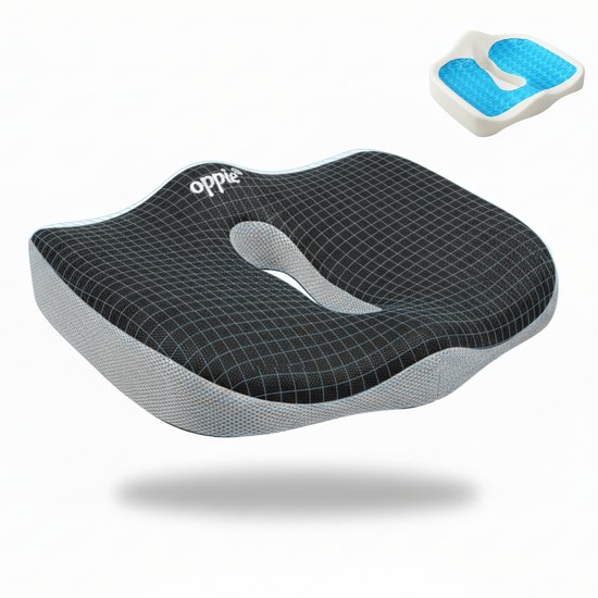 Coussin assis orthopédique et ergonomique - Coussin coccygien - Coussin en coin - Ring - Coussin de chaise en mousse à mémoire de forme (Memory Foam) et gel pour voiture, lit, canapé et chaise de bureau