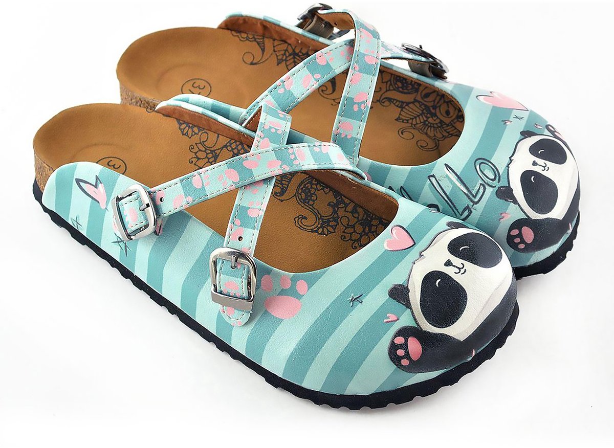 Goby Panda Clogs Dames - Vegan Leer - Handmade - Panda Print - Maat 42