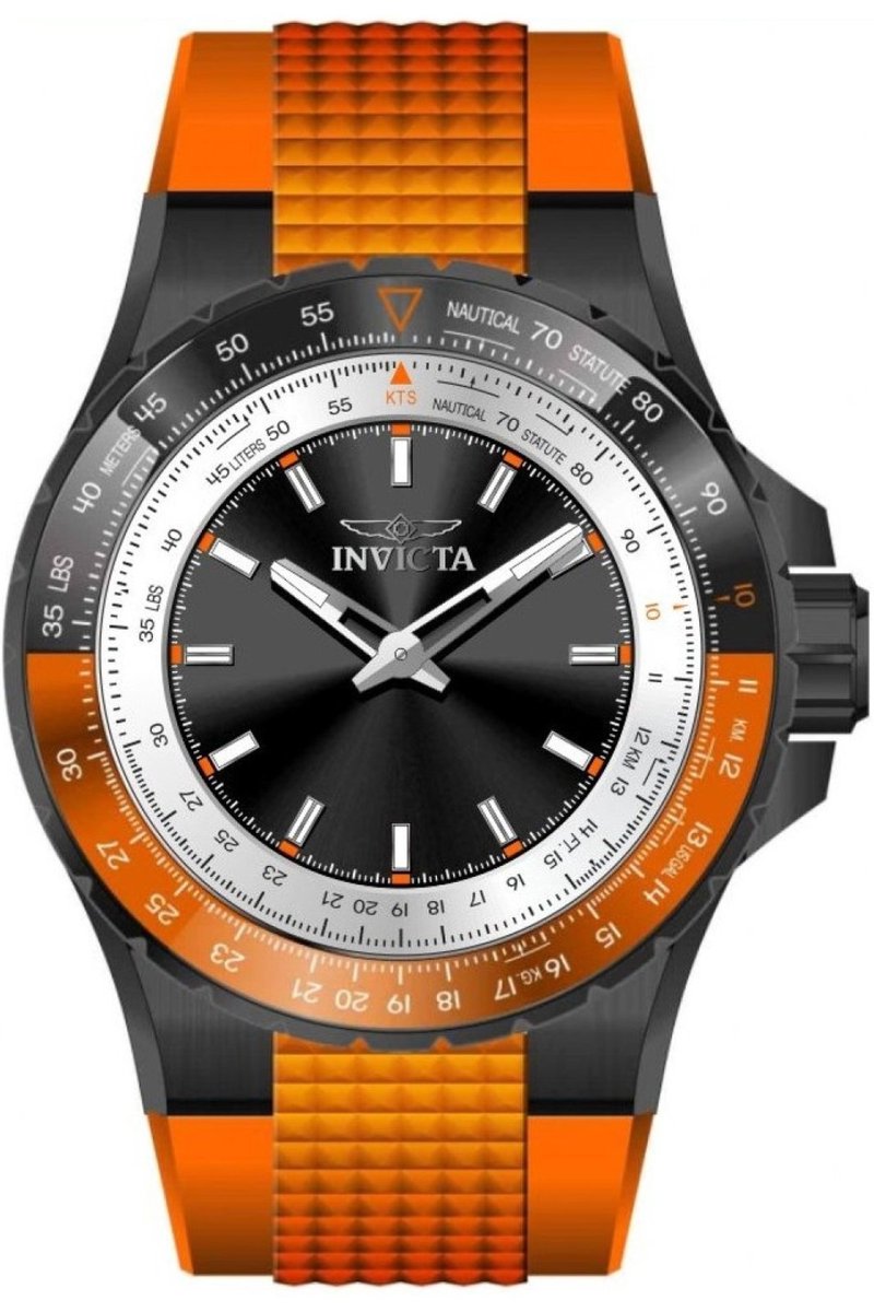 Invicta Aviator 49656 Heren Horloge - Waterdicht - Analoog - Quartz Uurwerk - Roestvrij Staal met zwarte Wijzerplaat - 50mm