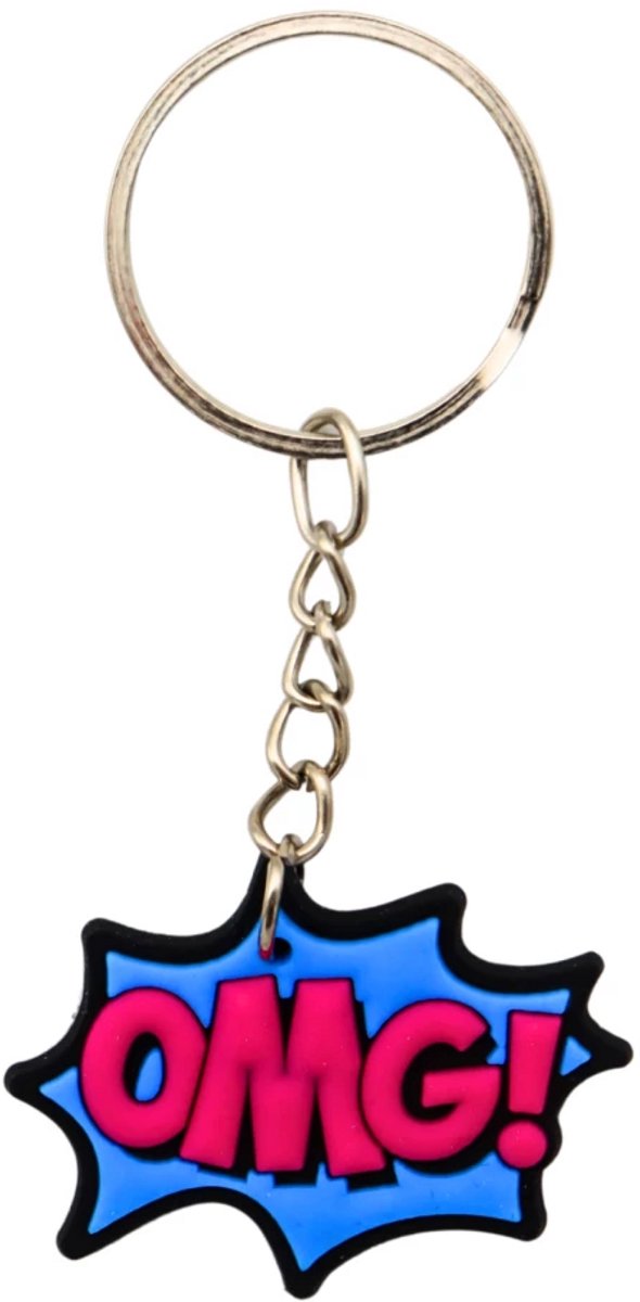 Sleutelhanger OMG! Stripballon – Stoere Cartoon Tekst Balloons - Sleubelbos Cadeau - Tekst Ballon