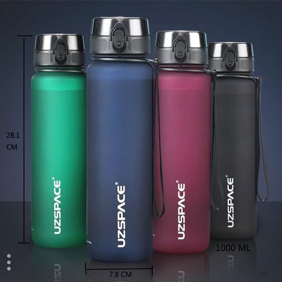 1000ml Waterfles - Lekvrij - Tritan Waterfles - BPA-vrij - Geschikt voor school, sport en fitness - Tritan Waterfles - Dun, lichtgewicht, schokbestendig, herbruikbaar — afbeelding 2