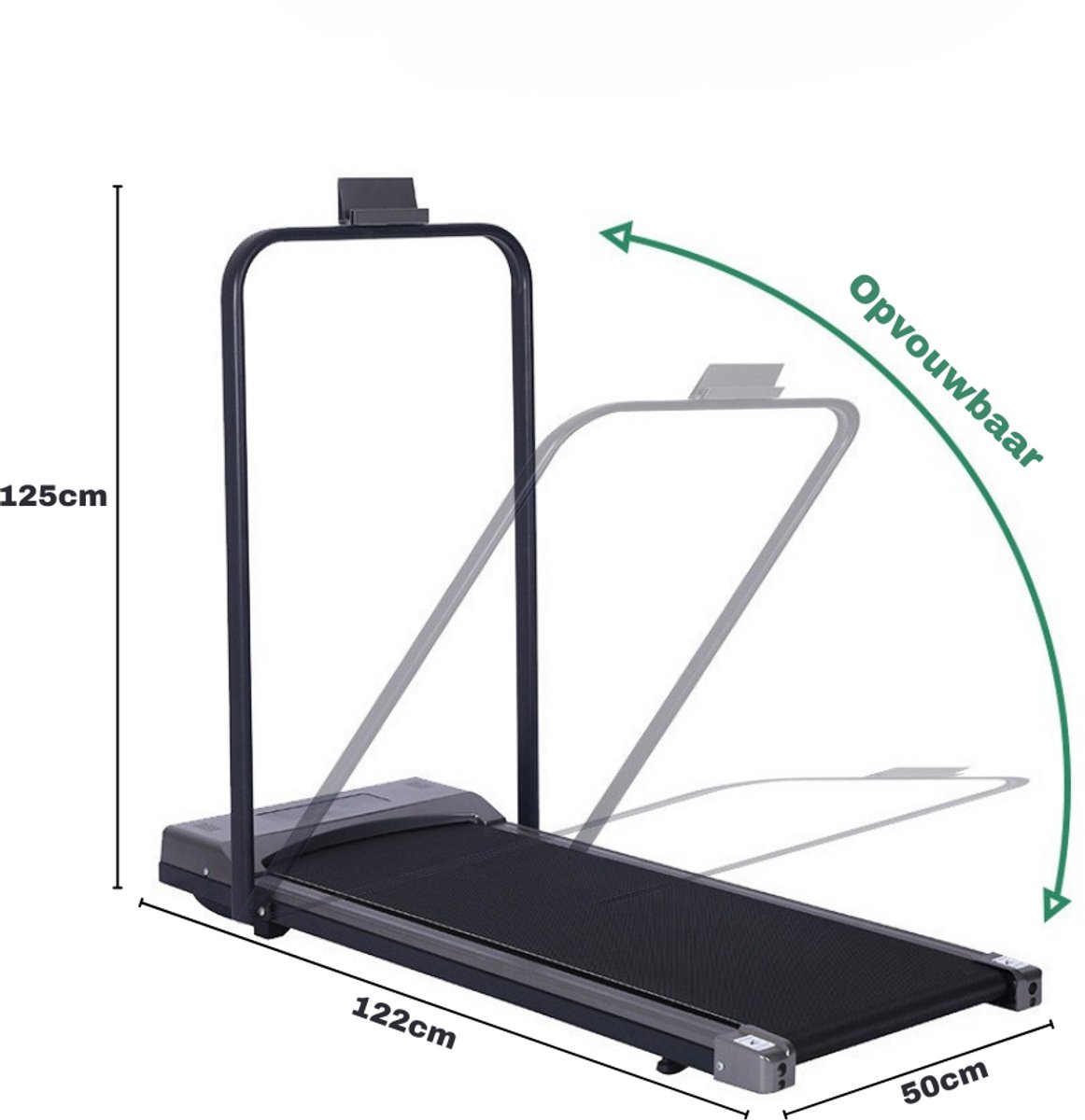 Afbeelding 3 van Livista Inklapbare Loopband – 1-8 km/h – Hometrainer voor Thuis – Wandel- & Hardloopband – LED Display – met Afstandsbediening – Compact & Stil