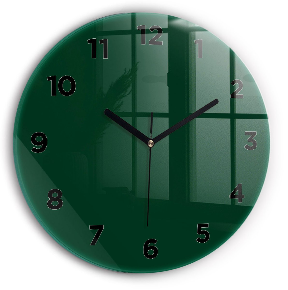 Wallfluent Wandklok - Groente Ronde Glazen Wandklok - 30 cm x 30 cm - Groente Wandklok - Zwarte Handen - Wandklok Met Cijfers - Wandklok voor in de Keuken - Ronde Glas Klok - Scandinavisch Wandklok - Ronde Glazen Klok