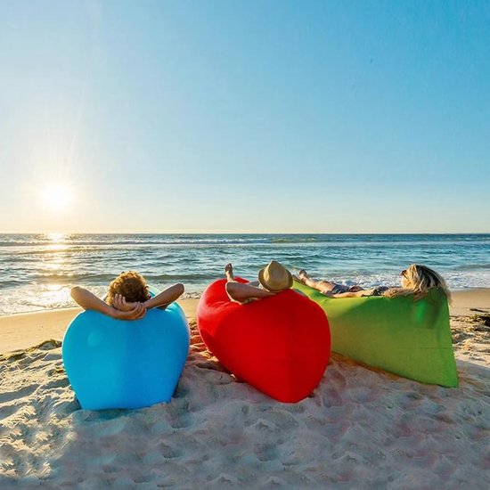 Draagbare opblaasbare ligstoel - Strandluchtbank - Opvouwbaar voor reizen en kamperen - Waterdicht en lekvrij ontwerp - Gemakkelijk op te blazen zonder pomp - Geschikt voor reizen, buiten, kamperen, strandfeesten en picknicks - Groen van Merkloos — afbeelding 4