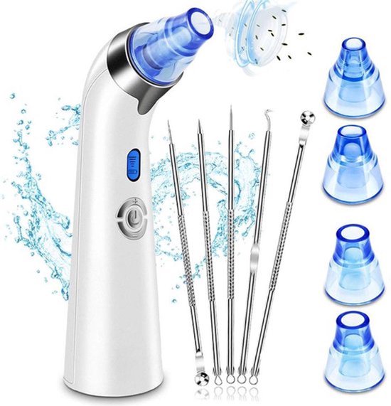 Professionele Blackhead Remover met 5 Zuigkracht niveaus - Elektrische mee eter verwijderaar - Gezichtsreiniger met 4 opzetstukken - Inclusief mee eters verwijderen tools