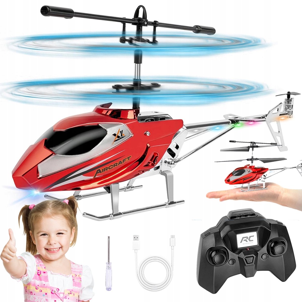 Afstandsbediening Helikopter Speelgoed - Rood - met 2,4GHz Afstandsbediening - Hoogtebehoud Functie - Starten/Landen met één Druk op de Knop - Hoogtebehoud en Anti-Interferentie Functies - Ideaal Vrijetijdsspeelgoed