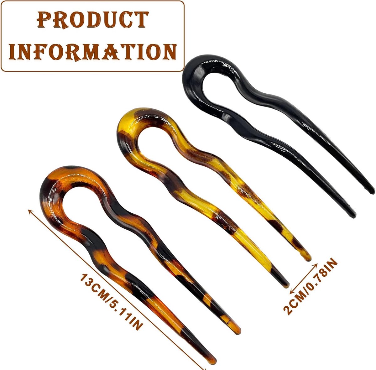 4 stuks U-vormige haarclips, Franse haarclips, U-vormige haarclips en knotvorken voor dames en meisjes, haaraccessoires (4 kleuren)