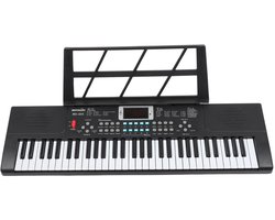 MoMiKa Kindvriendelijk Keyboard – 61 Toetsen, 32 Geluidsopties, Microfoon, 67,5 cm Breed - Stroom- en Batterijfunctie – Muziek Instrument - Piano – Ideaal Cadeau voor Kinderen!