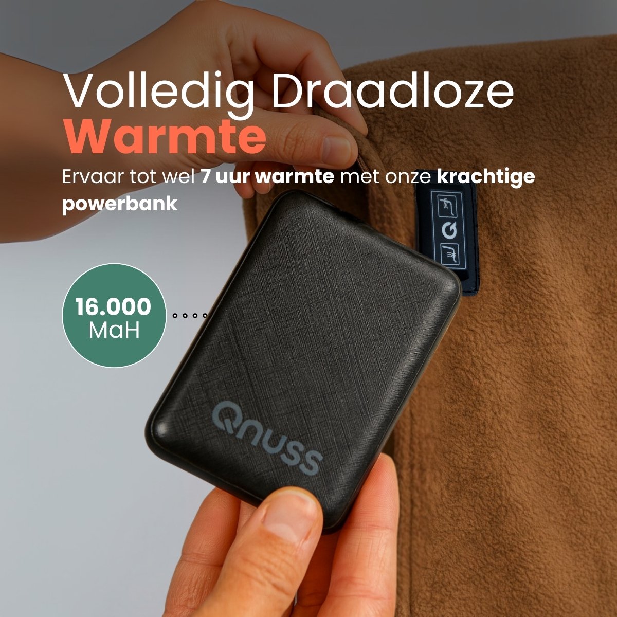 Qnuss Elektrisch Warmtedeken XL Bruin Draadloos 22.5W - afbeelding 3