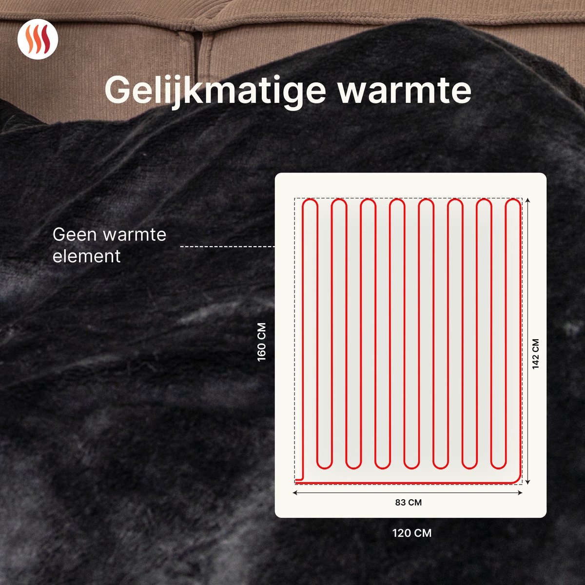 Seranova Elektrische Deken - 160x120 cm - 1 persoons Warmtedeken - Dubbelzijdig Fleece - Knuffeldeken - Grijs – foto 6