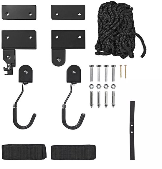 ProPlus Fietslift - XL - Ophangsysteem voor Fiets, Ladder en Dakkoffer - Met katrollen – Tot 57 kg - Plafondbevestiging – Haken met rubberen afwerking – Ook voor Kajaks en Ladders – Zwart