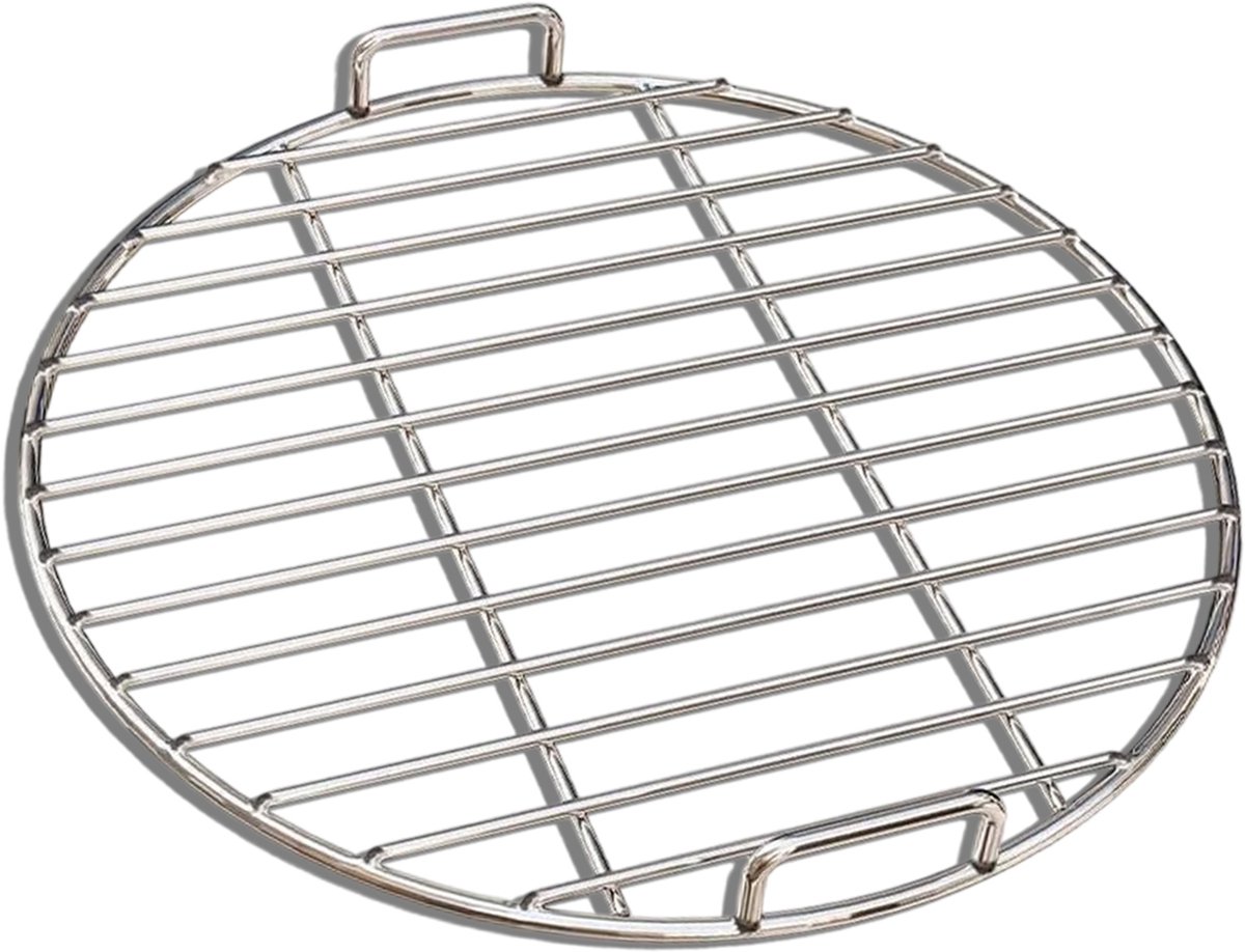 Peysaitr - RVS Stoomrek - Barbecue Rooster - Grillrooster met Handvat - Multifunctioneel Kookrek - BBQ Accessoire - Zilver - Rond - 43cm - 1 stuk