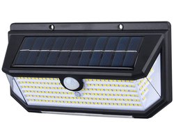 Merkloos Buitenverlichting met bewegingsmelder op zonne-energie, 3 standen, 270° groothoek, tuinmuurlamp, IP65 waterdicht, voor voordeur, garage en schutting (4 stuks)