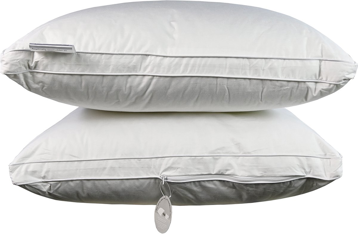 Polydaun First Fleur hoofdkussen set – boxmodel - GRS gerecyclede Comfort-O-Bol vulling – 100% katoenen tijk - 800 gram – 63x53x3cm