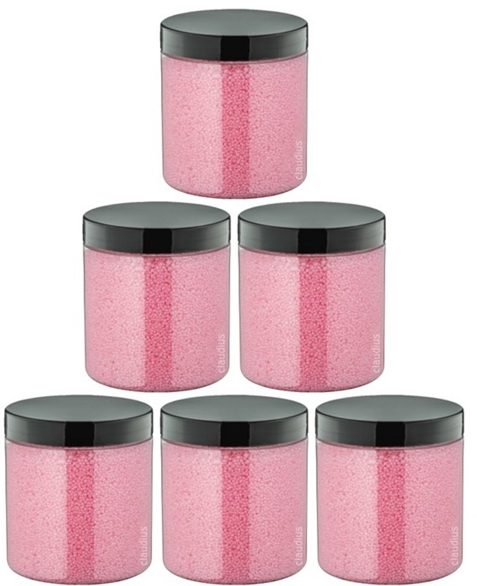 Badkaviaar Rozen - 200 gram - Pot met zwarte deksel - set van 6 stuks - bad parels voor in bad