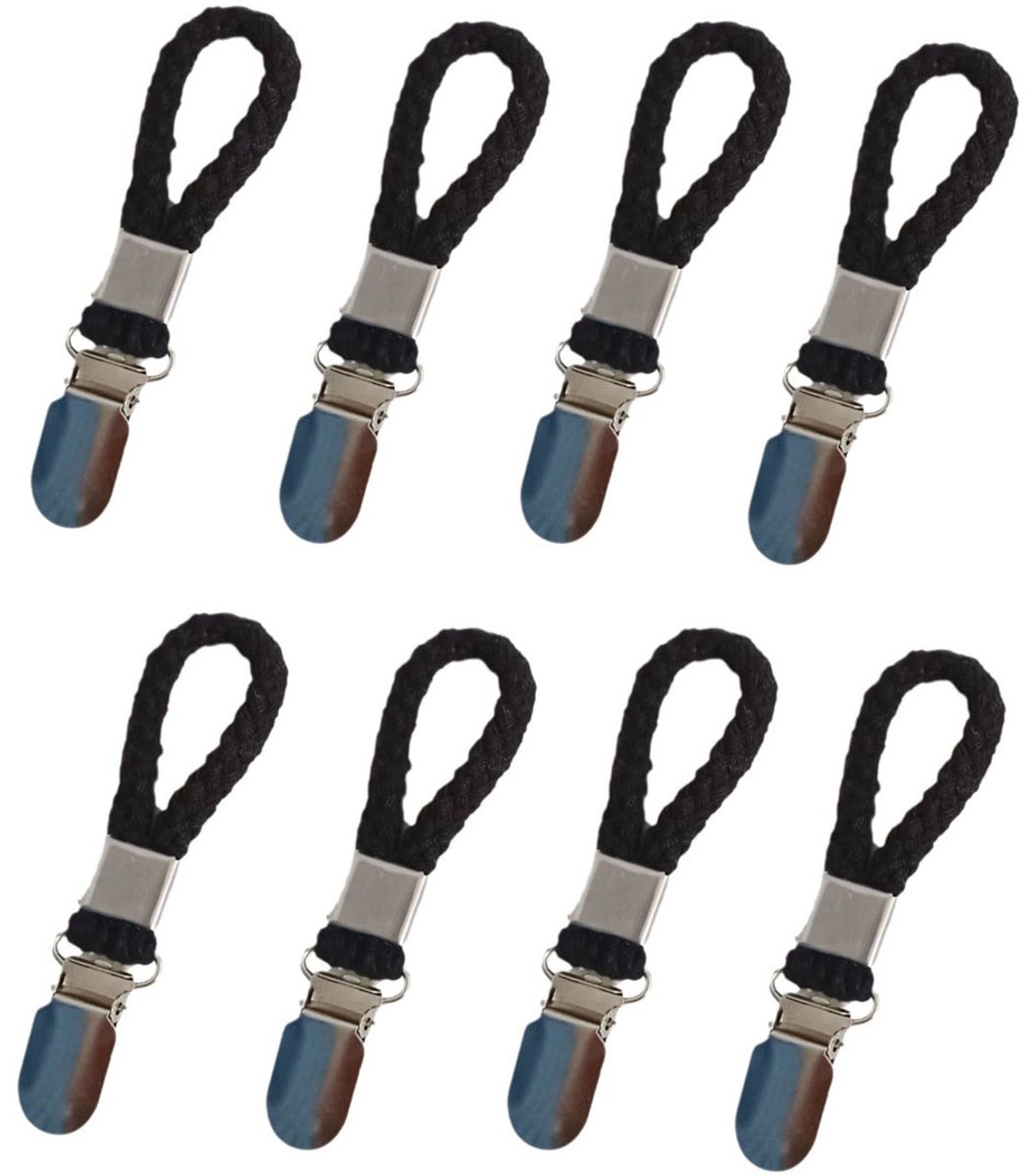 QTTVBTNA -8 stuks Handdoekclips met Lus – Handdoekhaakjes zonder Naaien – Geschirrtuch Hangers & Keuken Handdoekhouders – Sterke Ophanghaken voor Badkamer en Keuken (Zwart)