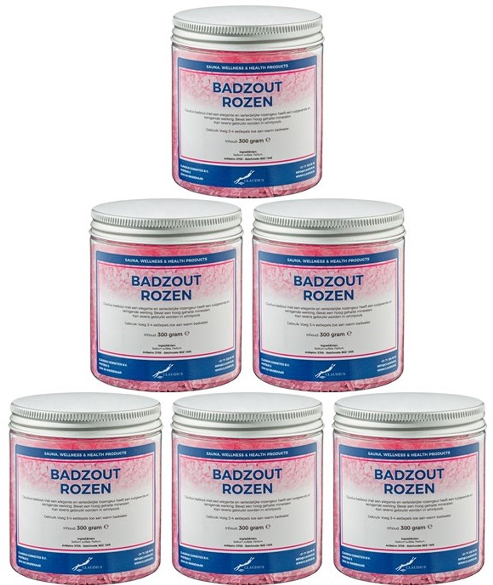 Claudius Badzout Rozen - 300 gram - Pot met aluminium deksel - Set van 6 stuks