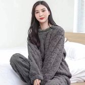 Pyjama voor warmte Flanellen pyjama Winter nachtkleding met lange mouwen Sets Pyjama Dames 2-delige set (zwart L-code