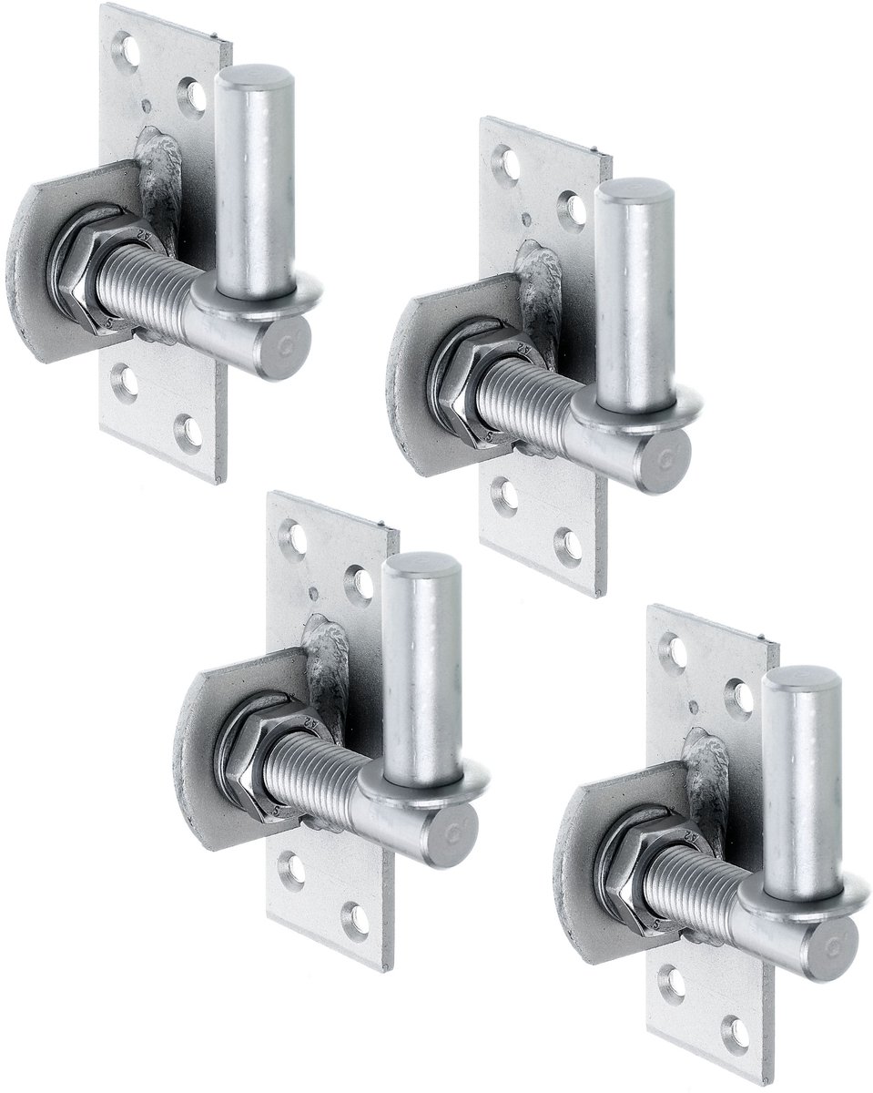 Alberts 868062 plaatduim om vast te schroeven | verstelbaar met 20 mm | rvs | doornmaat Ø16 mm | plaat 100 x 40 mm | Set van 4