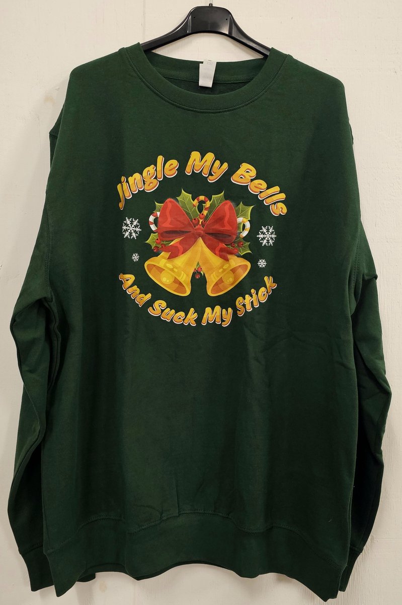 Kersttrui Jingle My Bells | and suck my stick | Foute Kersttrui Dames Heren | Kerstcadeau volwassenen | Kerst | Donker Groen | maat XXL