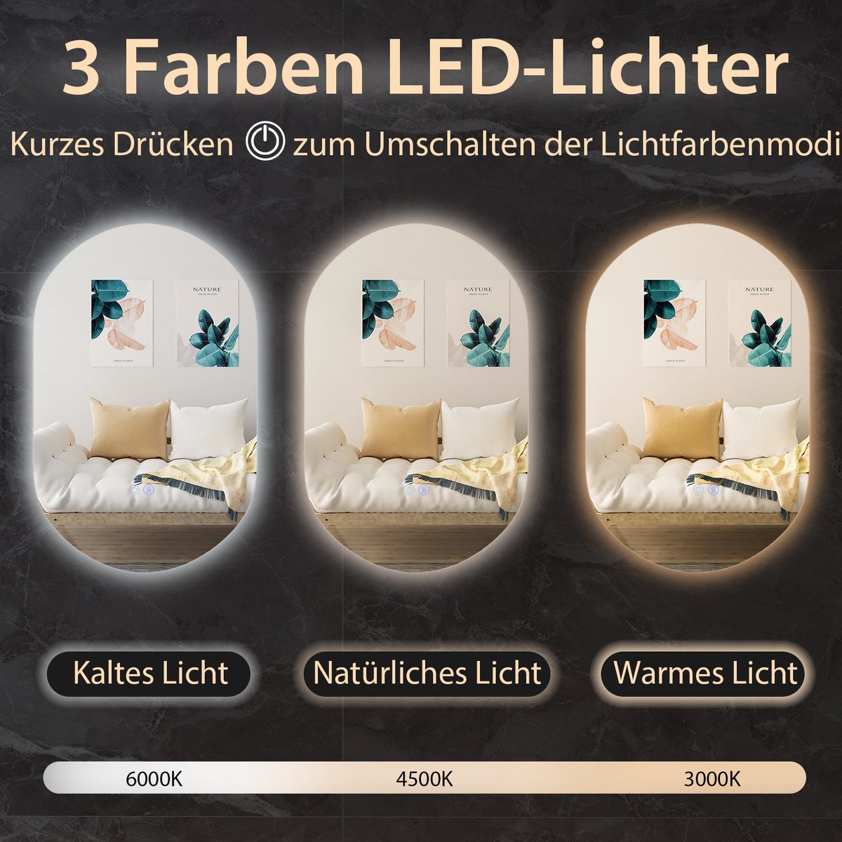 COSTWAY Led-spiegel 80 x 50 cm met anti-condens COSTWAY Led-spiegel 80 x 50 cm met anti-condens