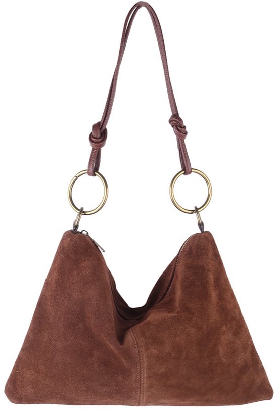 Sac métallique pour femme - Sac à bandoulière en cuir - Fabriqué en Italie - Sac en Cuir - Bronze