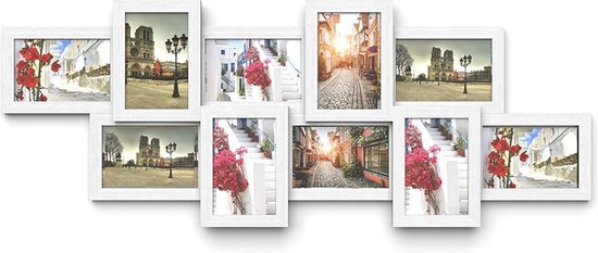 Houten Fotokader Collage voor 10 Foto's van 10x15cm- 10 aan de Muur op te  Hangen... | bol.com