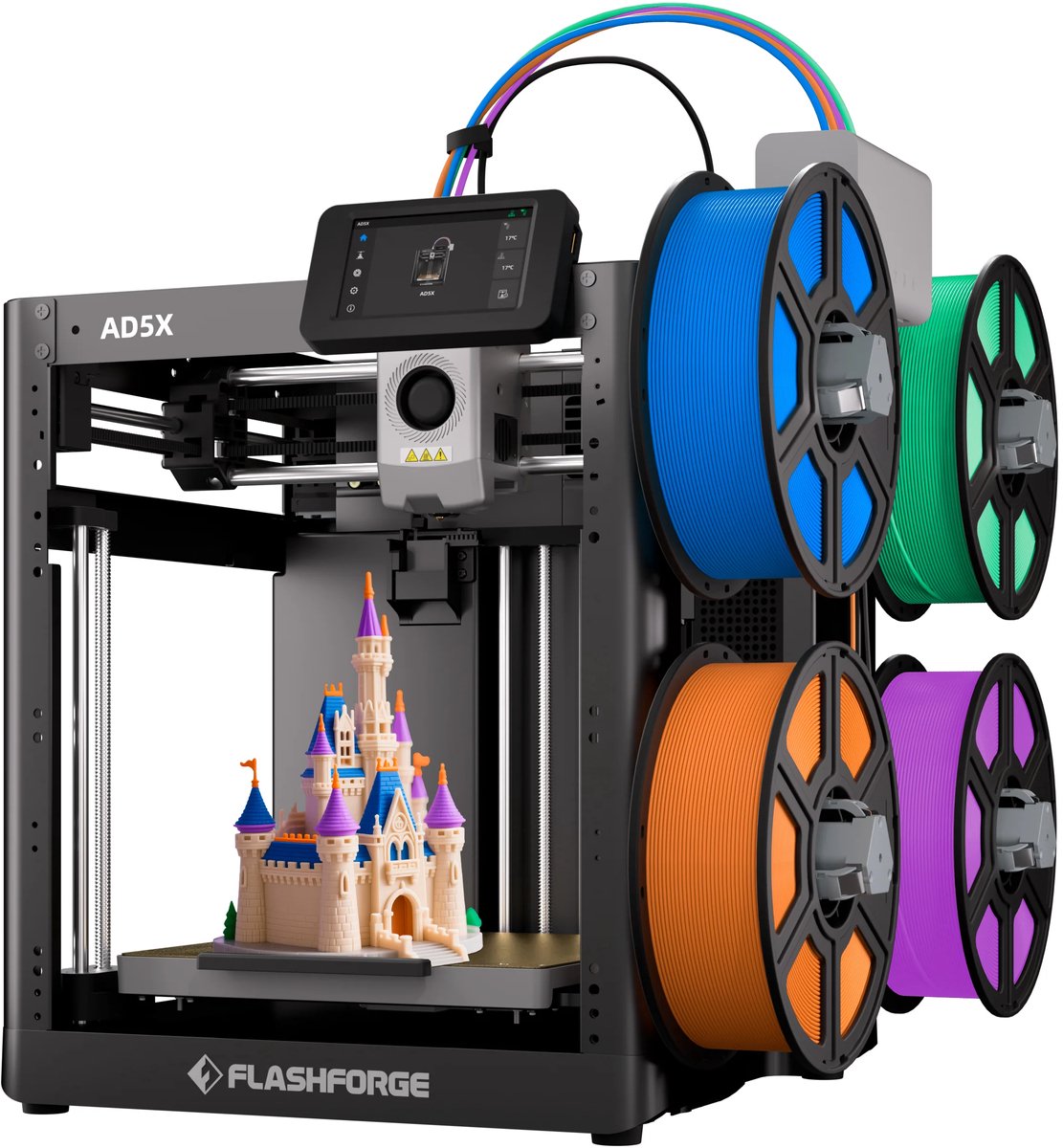 Flashforge Adventurer 5X High-Speed Multi-Color 3D Printer Touchscreen - Intelligent Filament Systeem - 4 Spoelen - 600mm/s – CoreXY – 220×220×220mm – WiFi — afbeelding 1