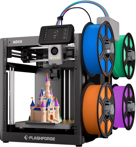 Flashforge Adventurer 5X High-Speed Multi-Color 3D Printer Touchscreen - Intelligent Filament Systeem - 4 Spoelen - 600mm/s – CoreXY – 220×220×220mm – WiFi